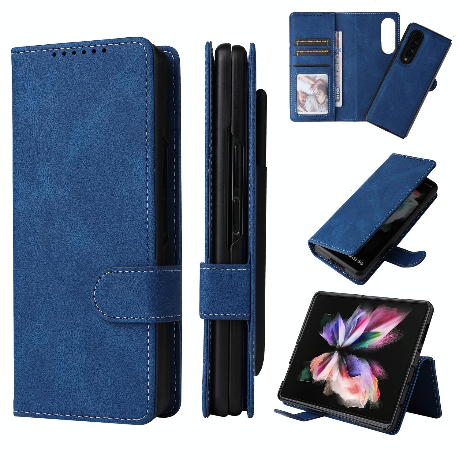 V562-E109206300ADE-202503211353-00 For Samsung Galaxy Z Fold4 5G Foldable Leather Case - Detachable - Blue - Image 1