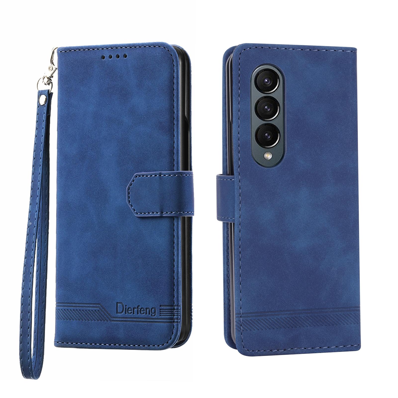 V562-E201844400ADE-202503211346-00 For Samsung Galaxy Z Fold4 5G Premium Leather Tpu Case - Blue - Image 1