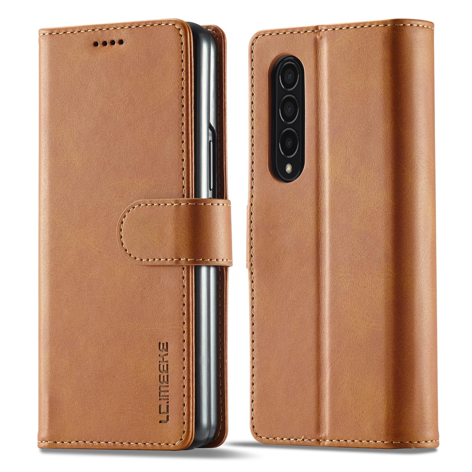 V562-E202781300ADE-202505221930-00 For Samsung Galaxy Z Fold4 5G Calf Leather Phone Case - Yellow - Image 1