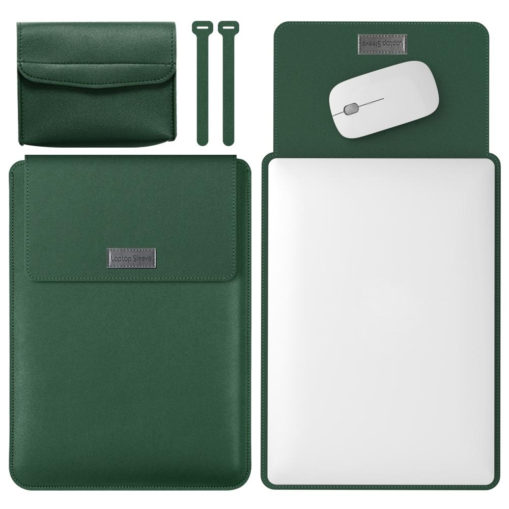 V562-E203402300ADE-202504022110-00 Lightweight 4-in-1 Leather Laptop Bag - 13 / 14 Inches Portable - Dark Green - Image 1