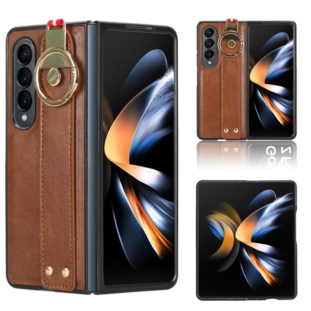 V562-E404419400ADE-202504292105-00 For Samsung Galaxy z Fold4 5G Leather Wristband Phone Case - Back Cover - Brown - Image 1