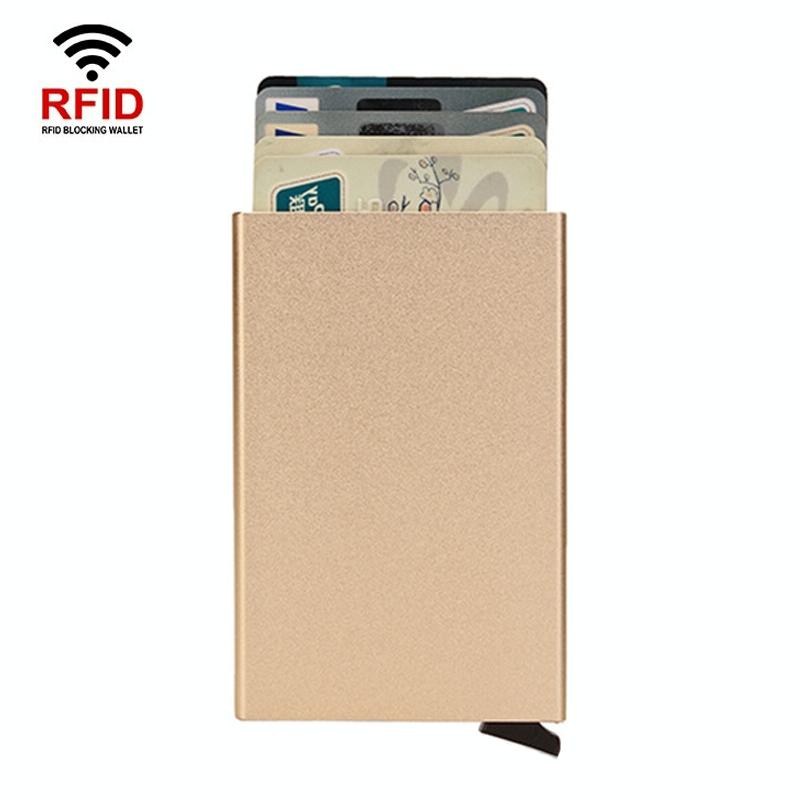 V562-F1066593060DBT-227049-00 Metal Rfid Card Holder Wallet - Compact Design - Gold - Image 1