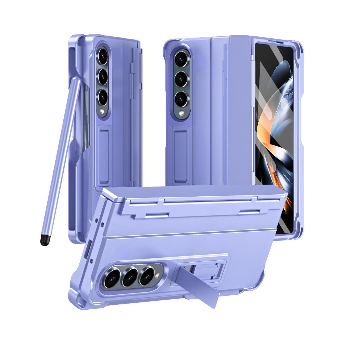 V562-F200093200AYS-202505291213-00 For Samsung Galaxy Z Fold4 5G Shockproof Diamond Case With Hinge And Pen - Purple - Image 1