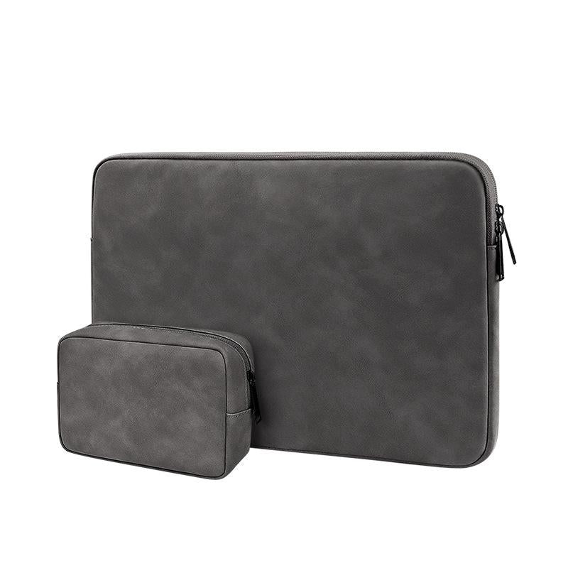 V562-F2044833060DBT-202504022106-00 Lightweight Waterproof Lambskin Laptop Sleeve - Fits 14.1-15.4 Inches - Deep Gray With Bag - Image 1