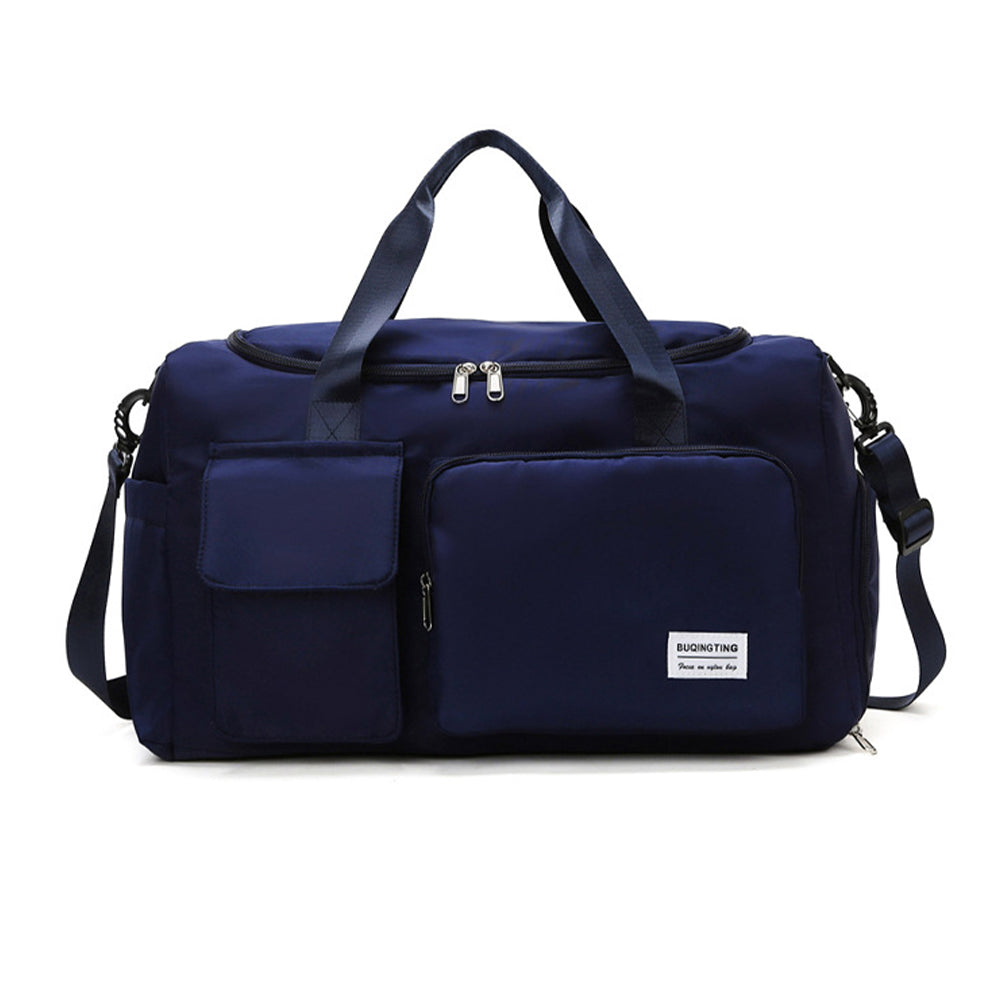 V562-GU24-JA437NAVY-202503261936-00 Vibe Geeks Waterproof and Lightweight Zipper Sports Gym Bag with Shoe Compartment - Navy - Image 1