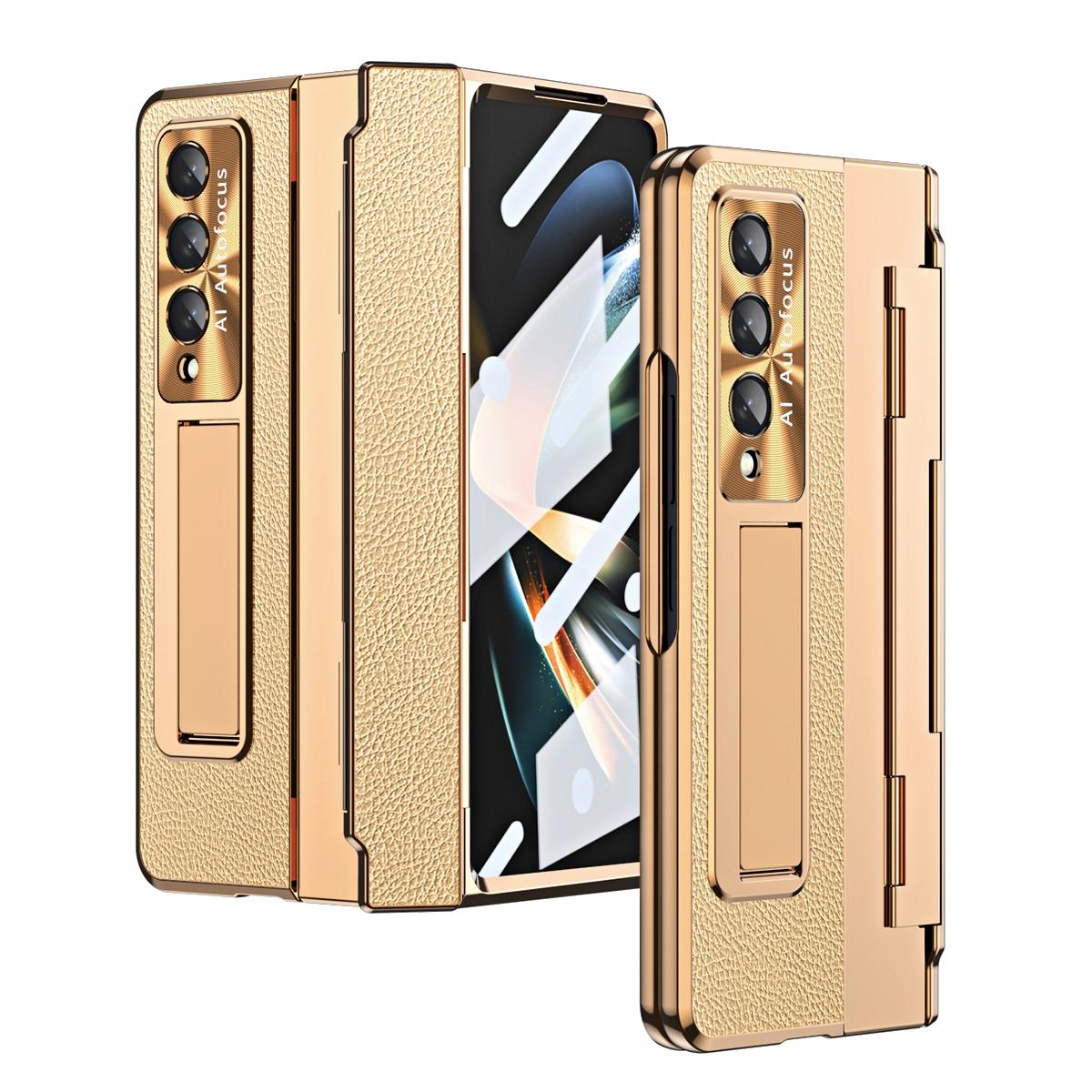 V562-H102850400ADE-202504292037-00 For Samsung Galaxy z Fold4 5G Full Coverage Phone Case with Hinge - Integrated Design - Gold + Gold - Image 1