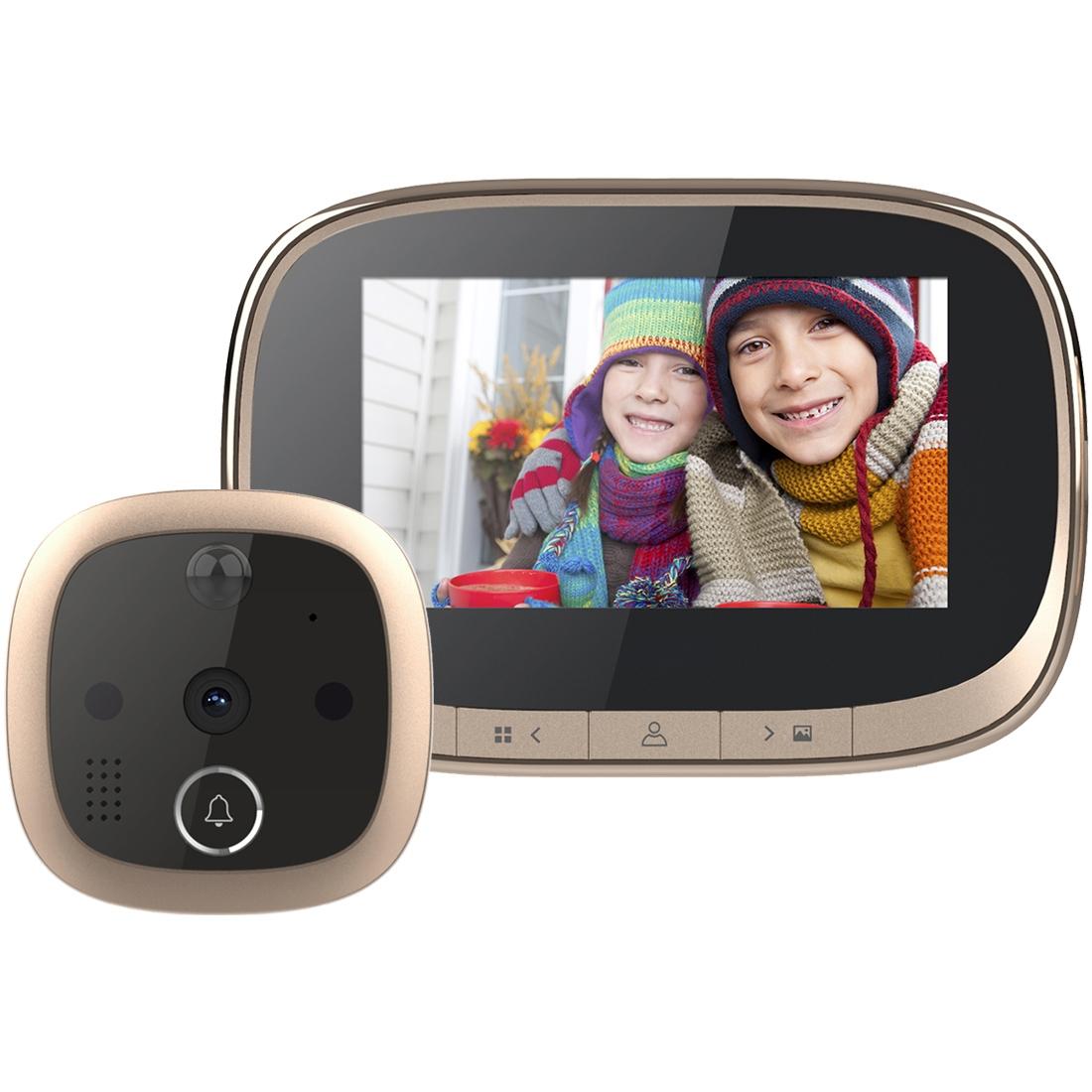 V562-J6392DW-202505231448-00 4.3 Security Door Viewer With 1.0Mp Camera Motion Detection Night Vision & Music - 145 Degree Wide Angle & Tf Card - Gold - Image 1
