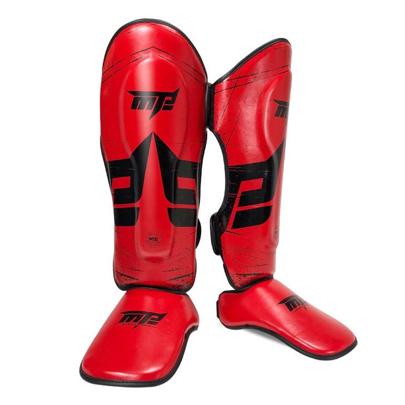 V562-R9071GO-223548-00 Thickened Leg Guards For Freestyle Grappling Thai Boxing And Taekwondo - Red - Image 1