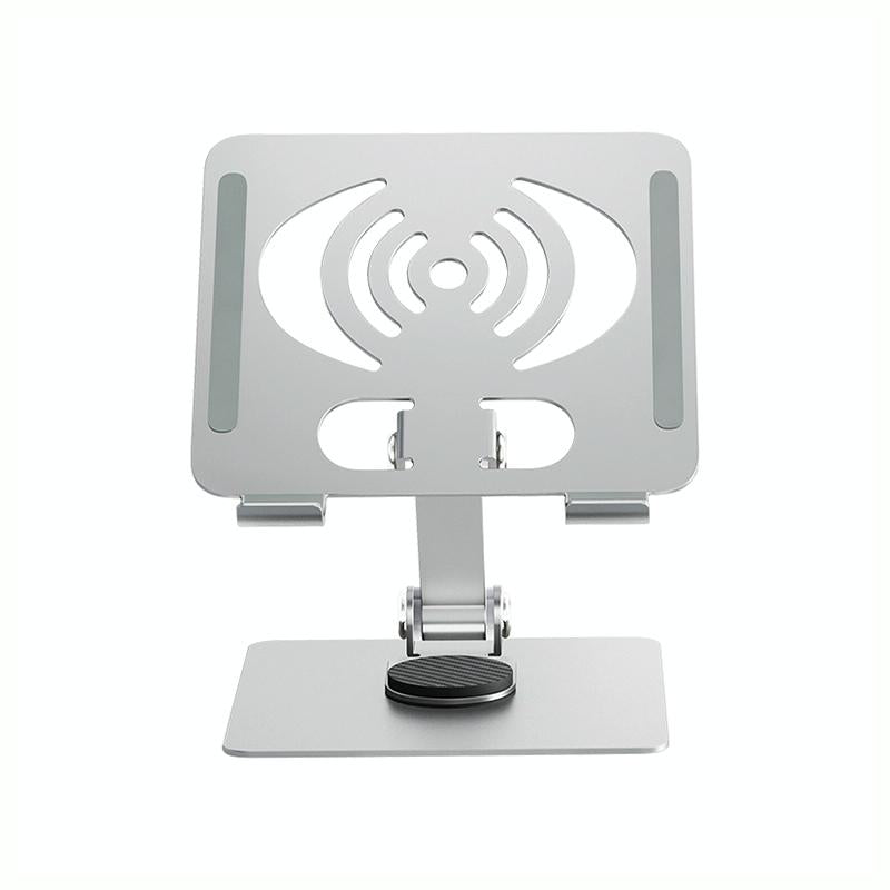 V562-S9947CP-202502271925-00 Foldable Rotating Laptop / Tablet Stand - Aluminum Alloy - Silver - Image 1