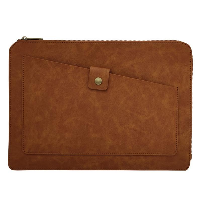V562-Z9796BL-202504022040-00 Premium Leather Business Laptop Bag With Zipper - Universal Fit - Brown - Image 1