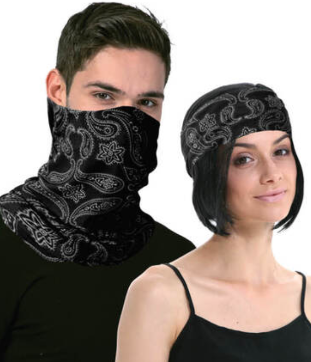 V563-14776-BLACK-202503052005-00 Seamless Tube Bandana Head Scarf Face Cover Mask Pattern Mask Neck Gaiter - Black - Image 1