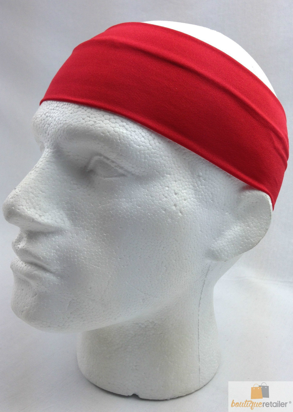 V563-14895-RED-202502241631-00 PLAIN HEADBAND Elastic Stretch Sports Yoga Hair Band Unisex 8cm Wide Wrap - Red - Image 1