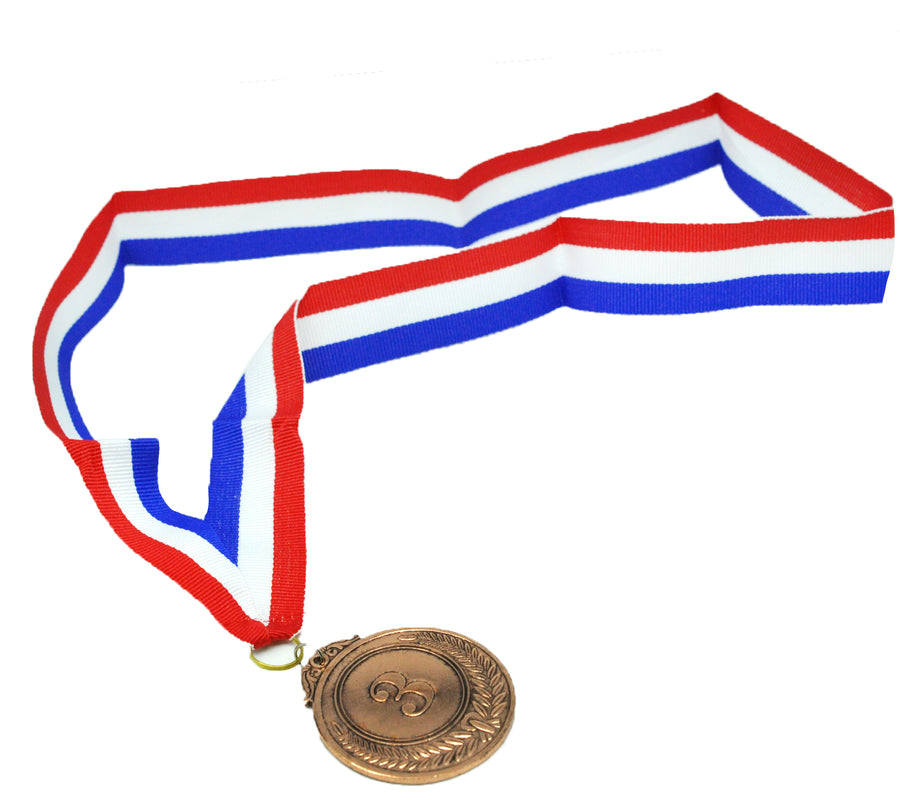 V563-17699-03-185127-00 3rd METAL BRONZE WINNER MEDALS Sports Day School 46cm Ribbon - Image 1