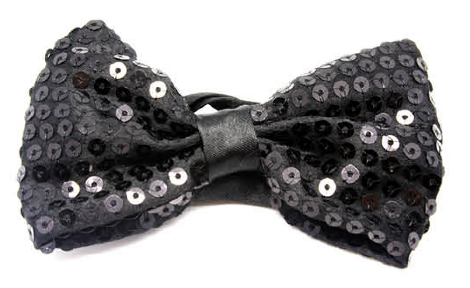V563-17820-BLK-183486-00 GLITTER SEQUIN BOW TIE Costume Fancy Dress Dance Fancy Shiny Party Bowtie - Black - Image 1