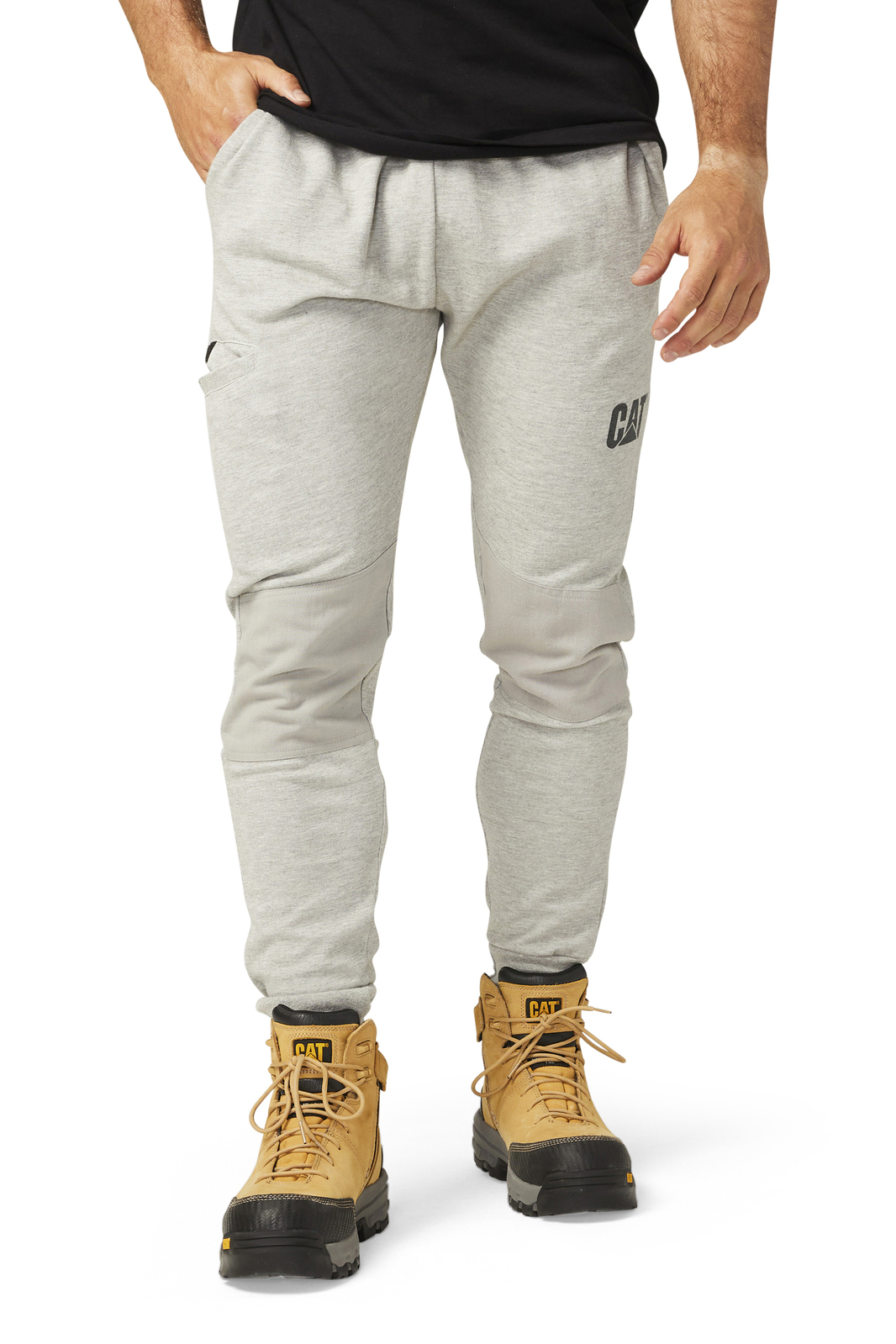 V563-1850026-GREY-L-140567-00 Caterpillar Track Pants Trackies Work Casual Gym Slim Fit w Hem Joggers - Grey - L - Image 1