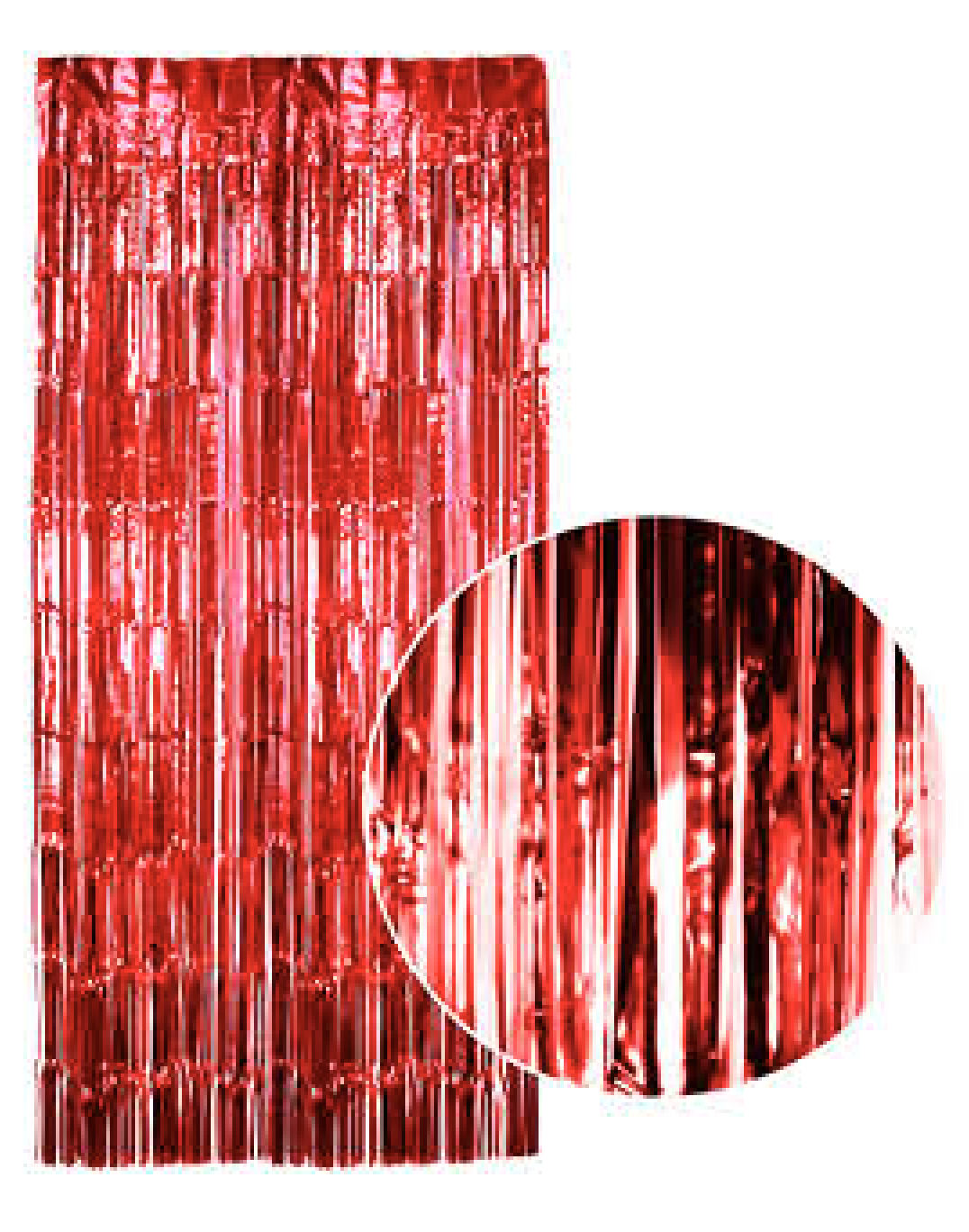 V563-19850-RED-184972-00 Tinsel Curtain Foil Metallic Fringe Backdrop Party Door Decorations - (200cm x 100cm) - Red - Image 1