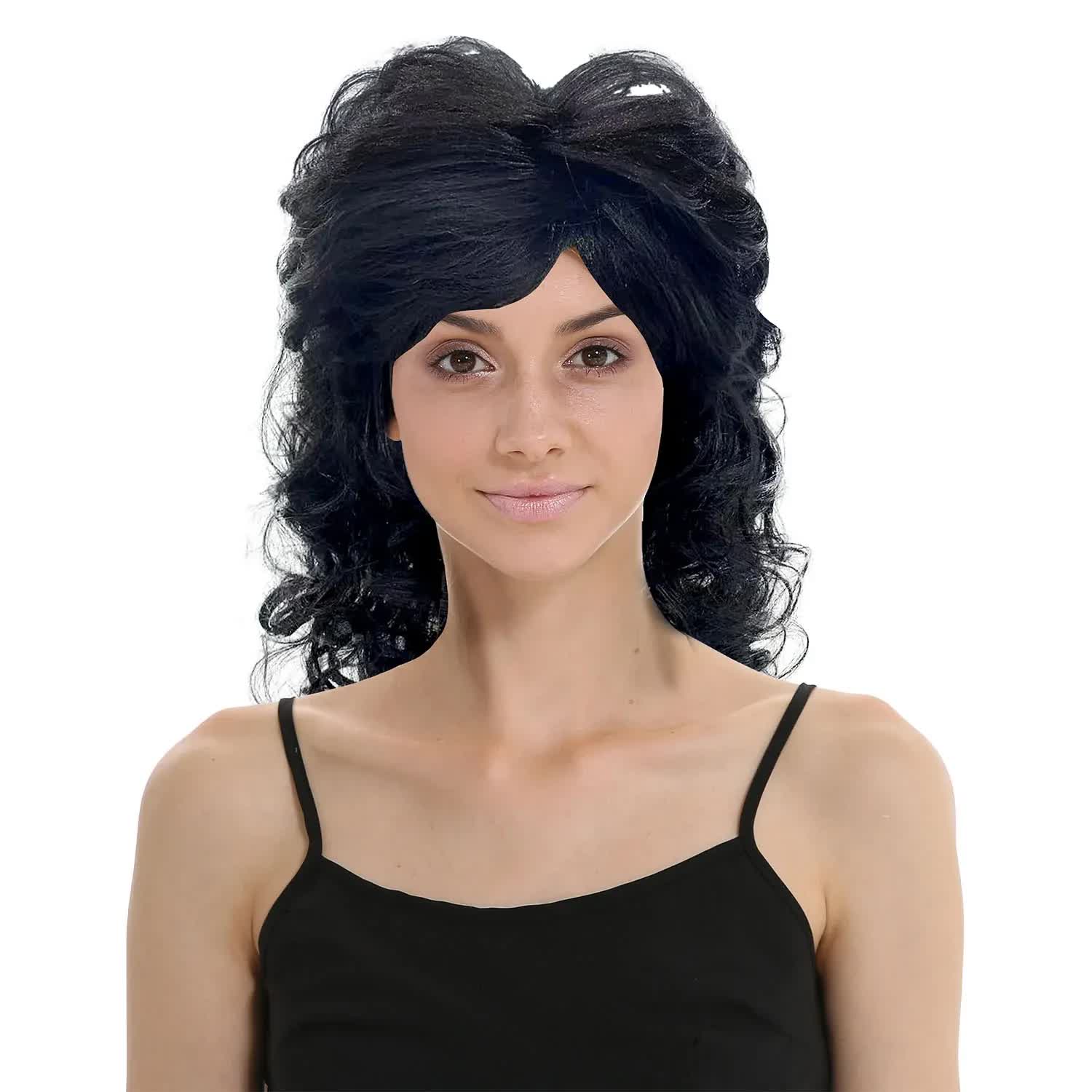 V563-22425-BLK-202504071435-00 RETRO WIG Curly Long Hair Disco Punk Rock Party Costume 60s 70s 22425 - Black - Image 1