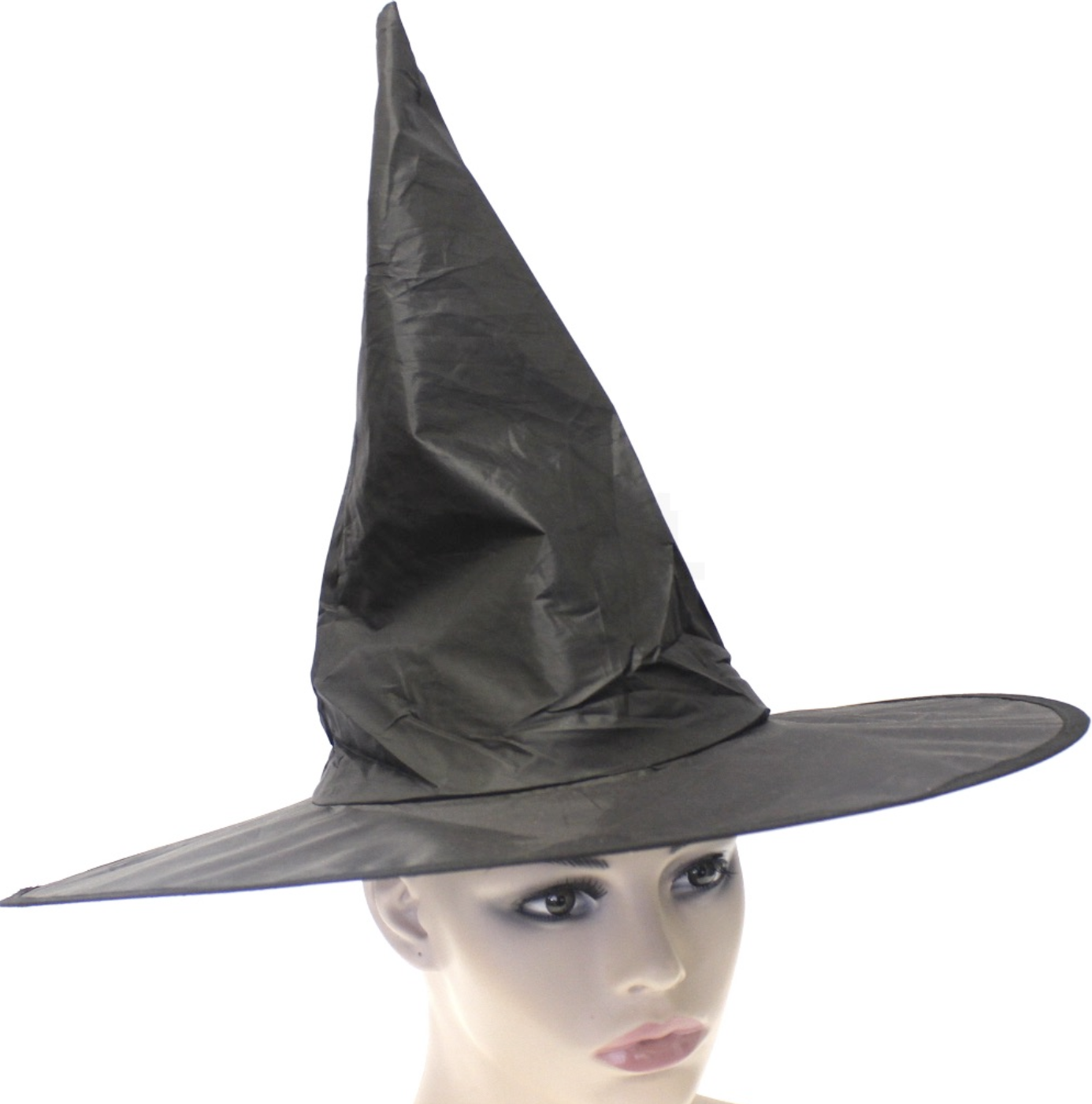 V563-22807-BLK-184376-00 WITCH HAT Plain Black Halloween Costume Fancy Dress Womens Accessory Wizard - Image 1