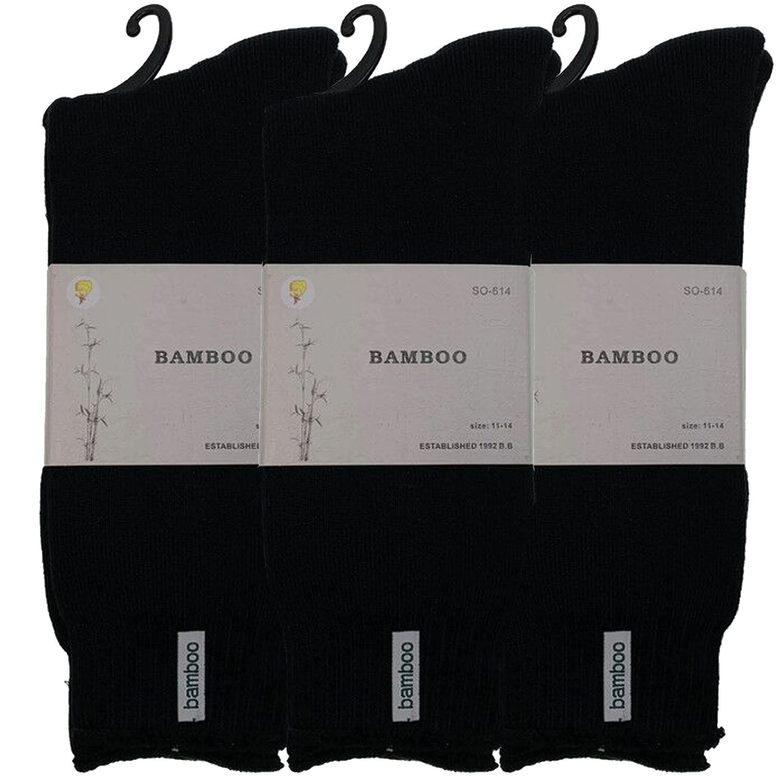 V563-3BBSOX-BLK-SIZE7-11-202502270905-00 3 Pairs PREMIUM BAMBOO SOCKS Mens Heavy Duty Thick Work Socks BULK Cushion - Black - 7-11 - Image 1