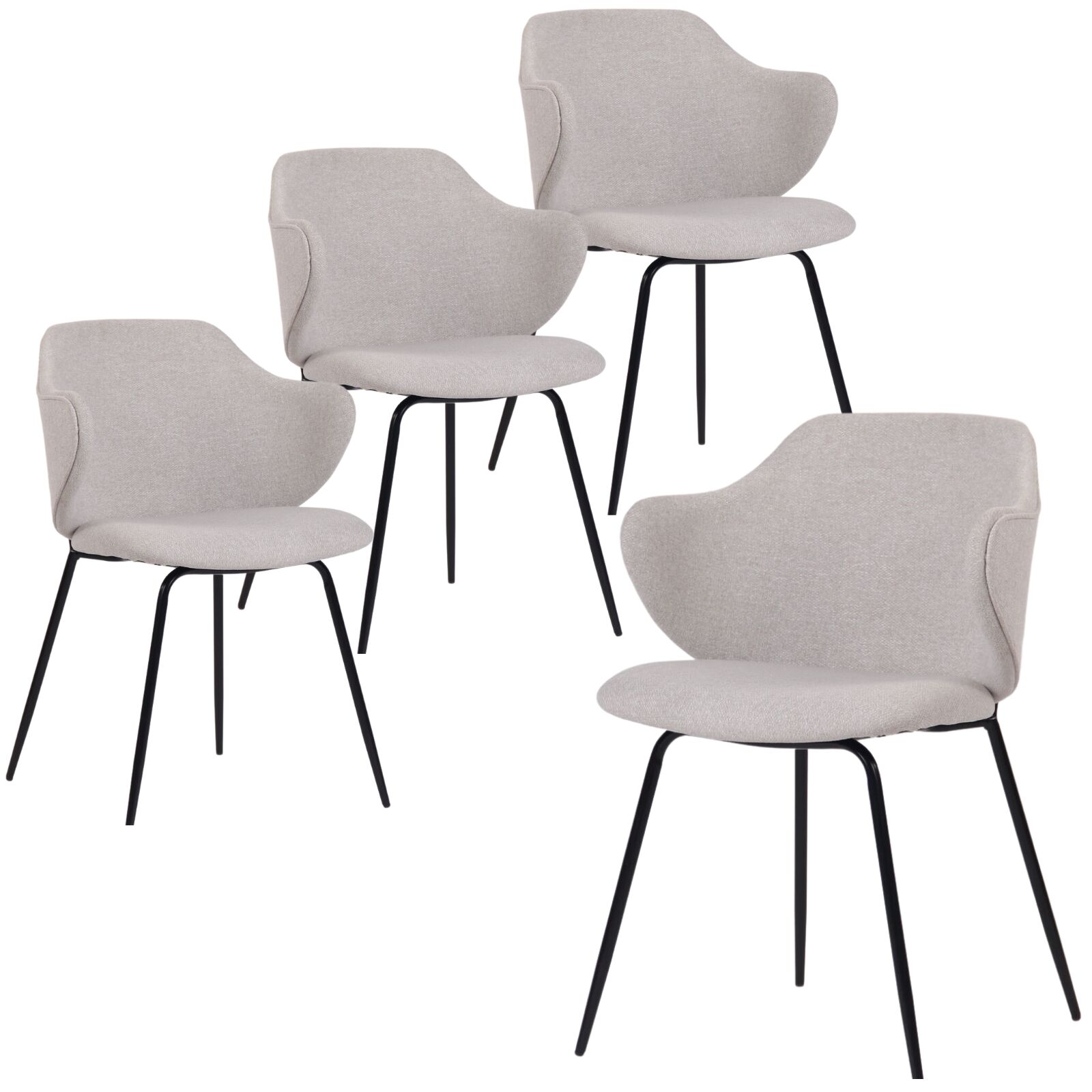 V563-68409_2X-202503110915-00 Set of 4 Dining Chairs Fabric with Metal Legs in Ivory Beige - Image 1