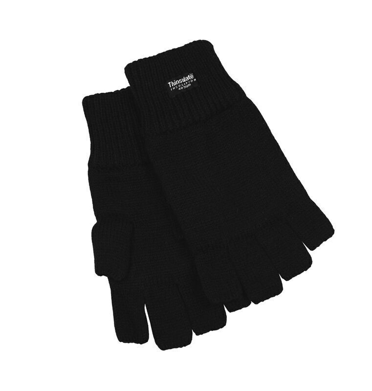 V563-76-0017H-22-BLACK-OSZ-202505231031-00 Dents 3M Thinsulate Womens Fingerless Knit Gloves Polar Insulation Thermal in Black - Image 1