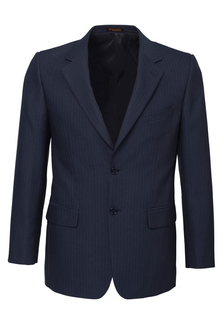 V563-80211-NAVY-112-202503052010-00 Mens Single Breasted 2 Button Suit Jacket Work Business - Pin Striped - Navy - 112 - Image 1