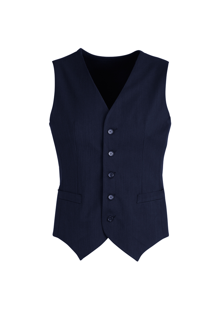 V563-90111-NAVY-117-202503051430-00 Mens Peaked Vest Waistcoat w/ Knitted Back Suit Formal Wedding Dress Up - Navy - 117 - Image 1