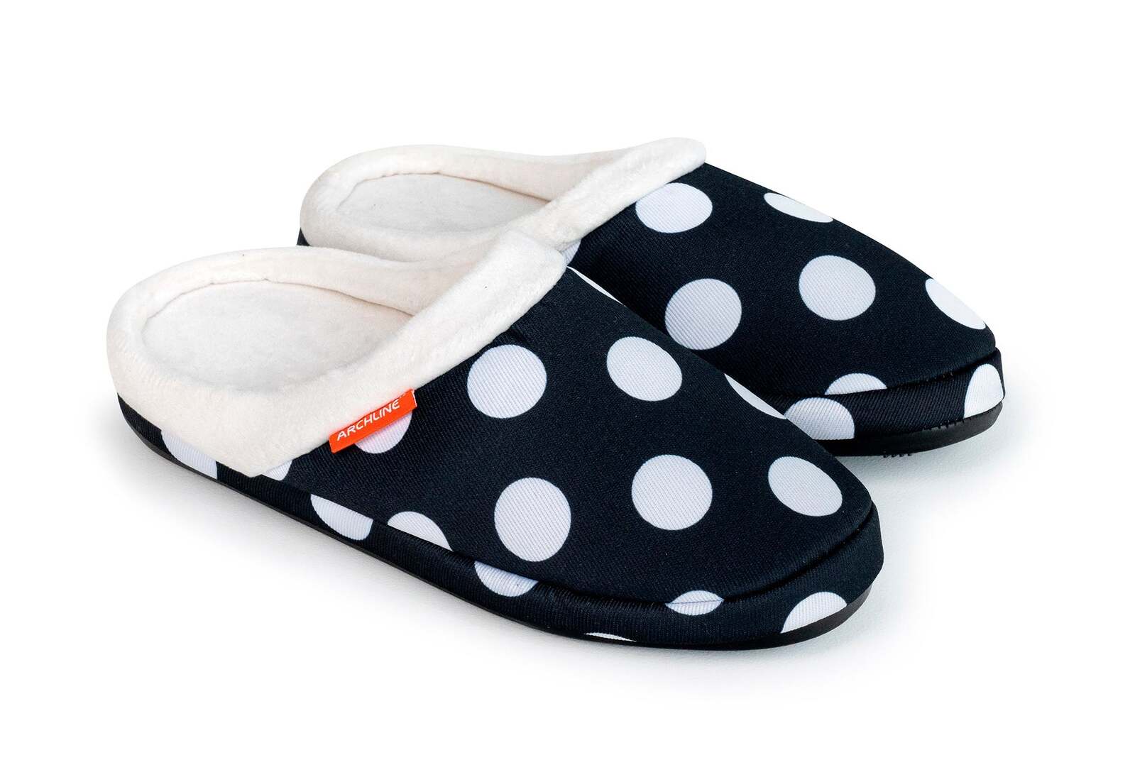 V563-AS502-43-202503051950-00 ARCHLINE Orthotic Slippers Slip On Arch Scuffs Pain Relief Moccasins - Polka Dots - EU 43 - Image 1