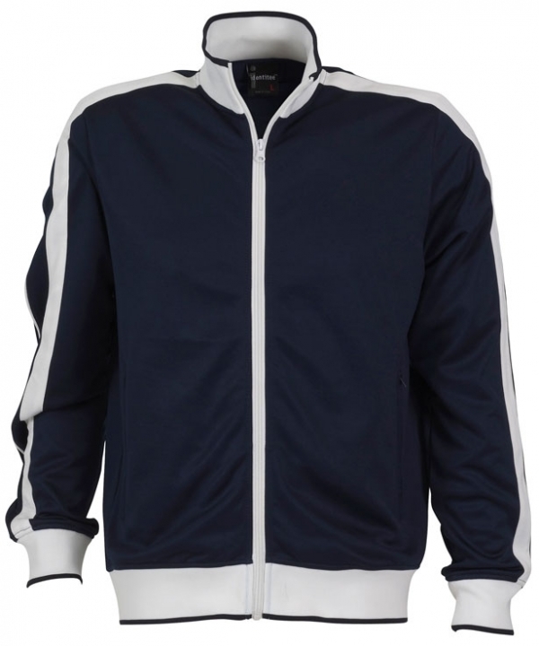 V563-B29-NAWH-S-149484-00 Identitee Mens Varsity Track Top Jacket Tracksuit Warm Winter Jumper Long Sleeve - Navy/White - S - Image 1