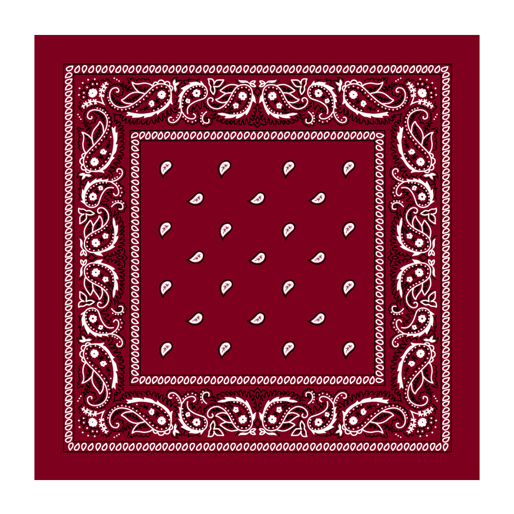 V563-BANDANA-BURG-202503052235-00 BANDANA Paisley 100% COTTON Head Wrap Durag Bandanna Summer Biker Scarf Mask - Burgundy - Image 1