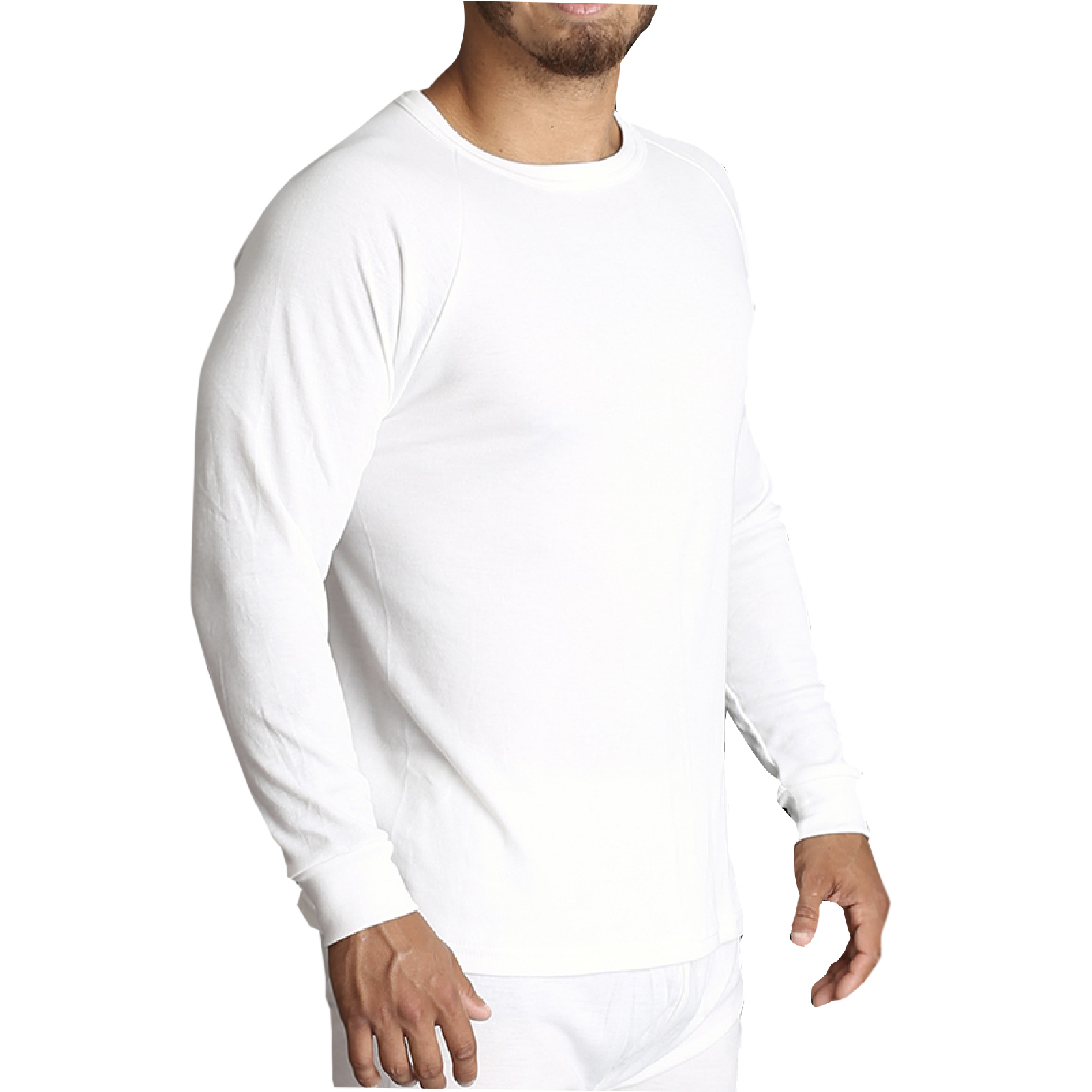 V563-BB-SI041-BG-S-202503051806-00 Mens Merino Wool Blend Long Sleeve Thermal Top Underwear Thermals Base Layer - Beige - S - Image 1
