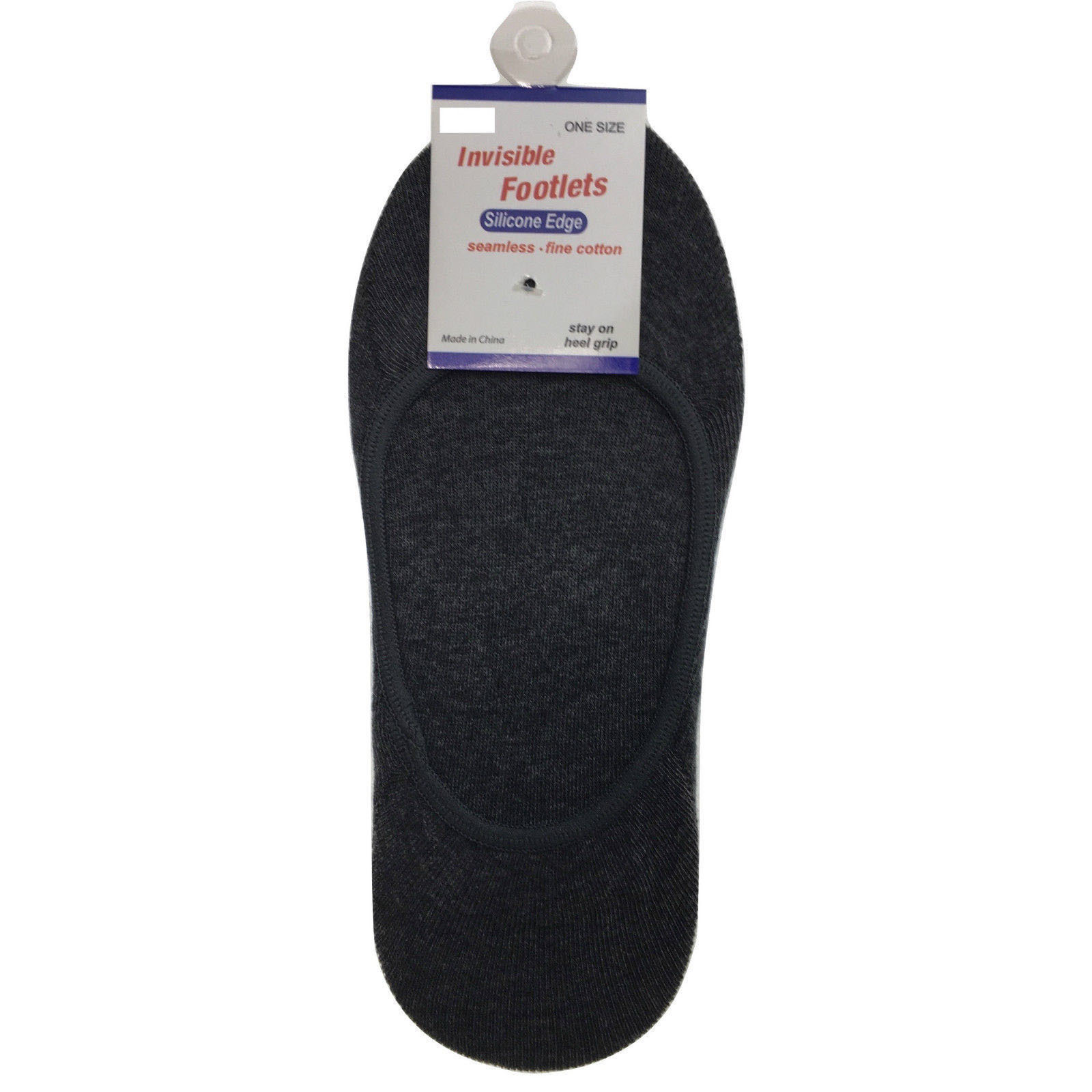 V563-BR-1NSHOWCTNSOX-CHRCL-2_8-202503051841-00 1x NO SHOW COTTON SOCKS Non Slip Heel Grip Low Cut Invisible Footlet Seamless - Charcoal - 2-8 - Image 1