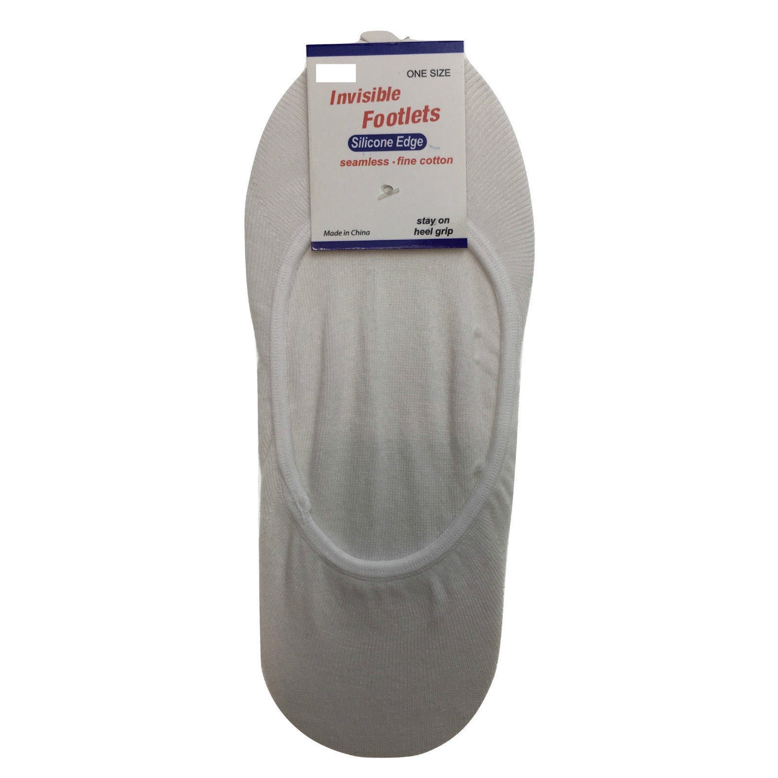 V563-BR-1NSHOWCTNSOX-WHT-2_8-202503051841-00 1x NO SHOW COTTON SOCKS Non Slip Heel Grip Low Cut Invisible Footlet Seamless - White - 2-8 - Image 1