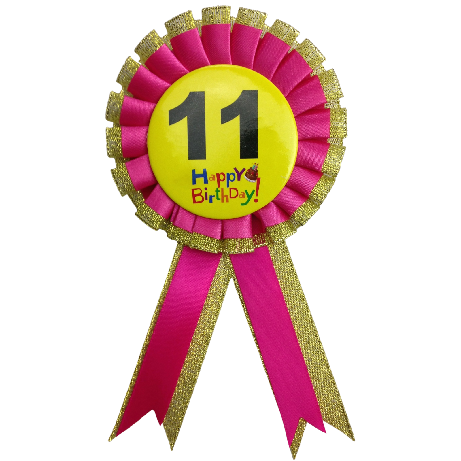 V563-BR-FANCYDRESBADGE-11PNK-202503051601-00 BIRTHDAY BADGE Party Favour Award Rosette Fancy Dress Girls Boys Childrens Kids - - Image 1