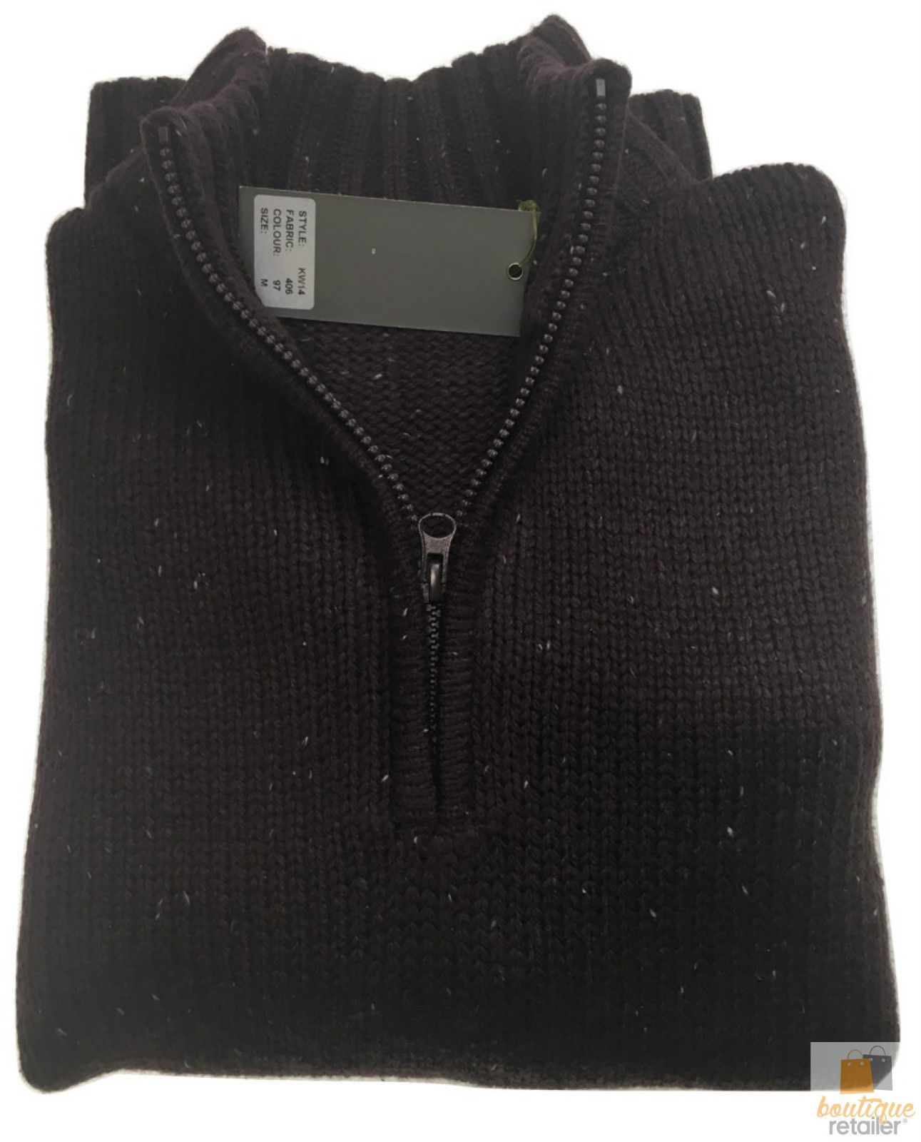 V563-BR-MNJMPR-BRGNDY97-L-202503051731-00 Mens Knit Jumper Pullover Sweater Knitted Casual Stretch Warm Winter - Half Zip Burgundy 97 (KW14) - L - Image 1