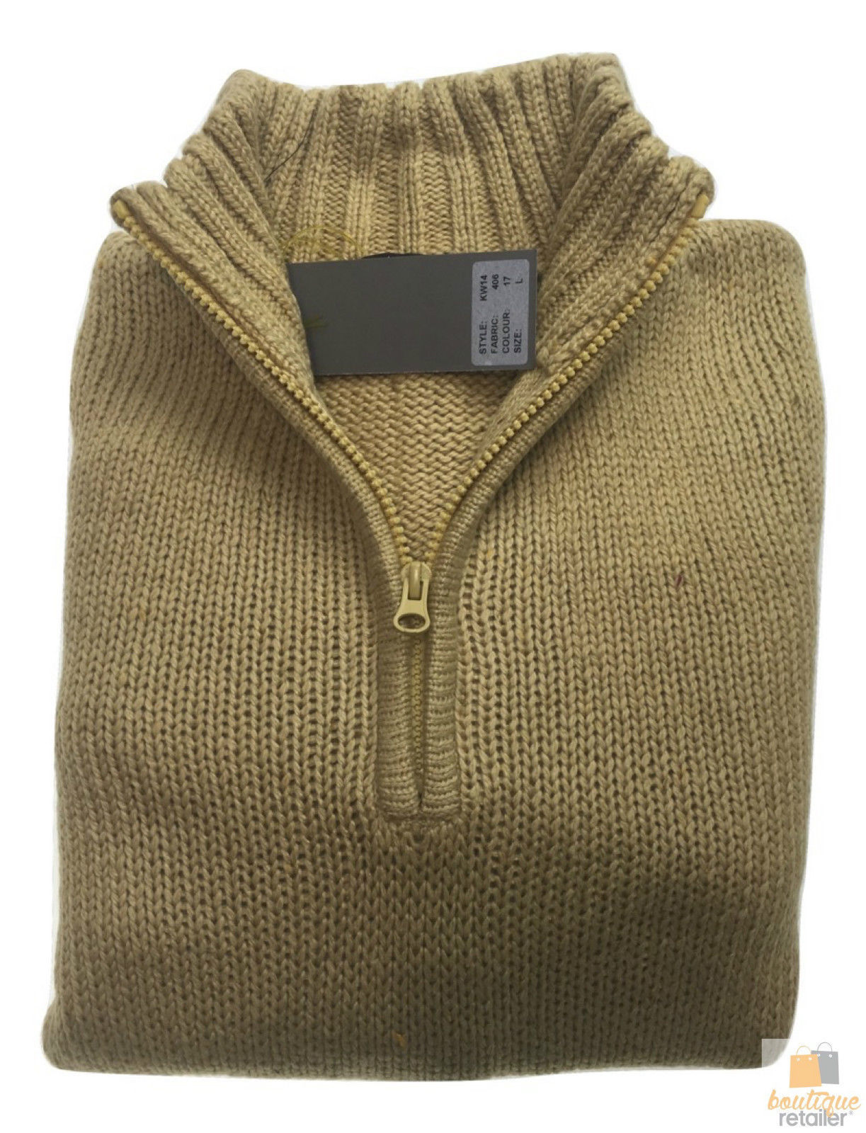 V563-BR-MNJMPR-HLFZIPMAIZE17-M-202503051735-00 Mens Knit Jumper Pullover Sweater Knitted Casual Stretch Warm Winter - Half Zip Maize 17 (KW14) - M - Image 1