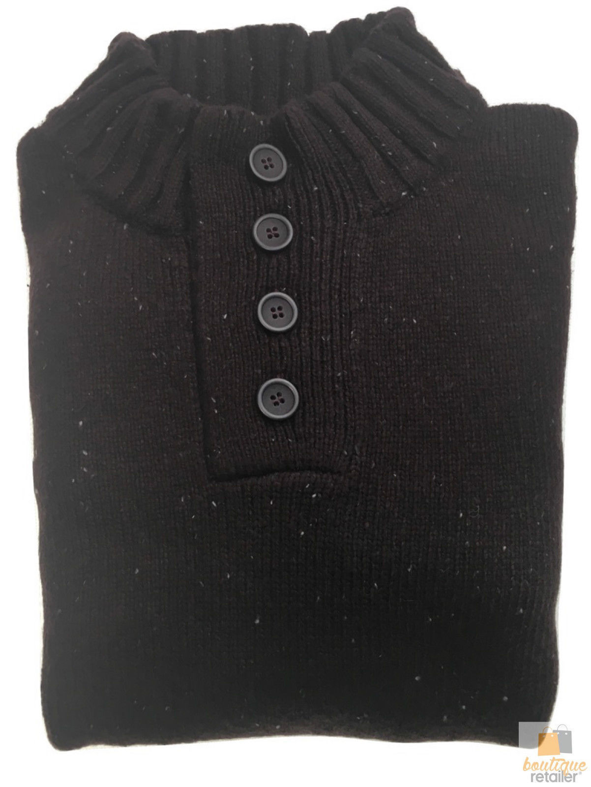 V563-BR-MNJMPR-MULBRY94-S-202503051735-00 Mens Knit Jumper Pullover Sweater Knitted Casual Stretch Warm Winter - 4 Button Mulberry 94 (KW16) - S - Image 1