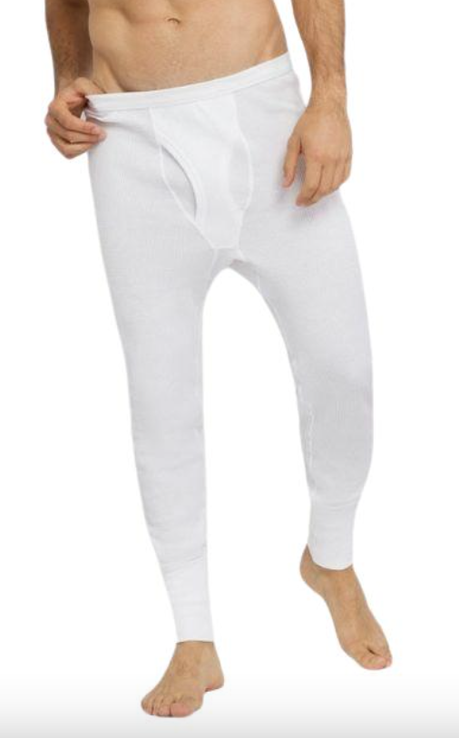 V563-BR-MNSTHTS-WHT-XL-202503051515-00 Thermo Fleece Mens Thermal Long John Tights Baselayer Cotton Blend Pants - White - Image 1