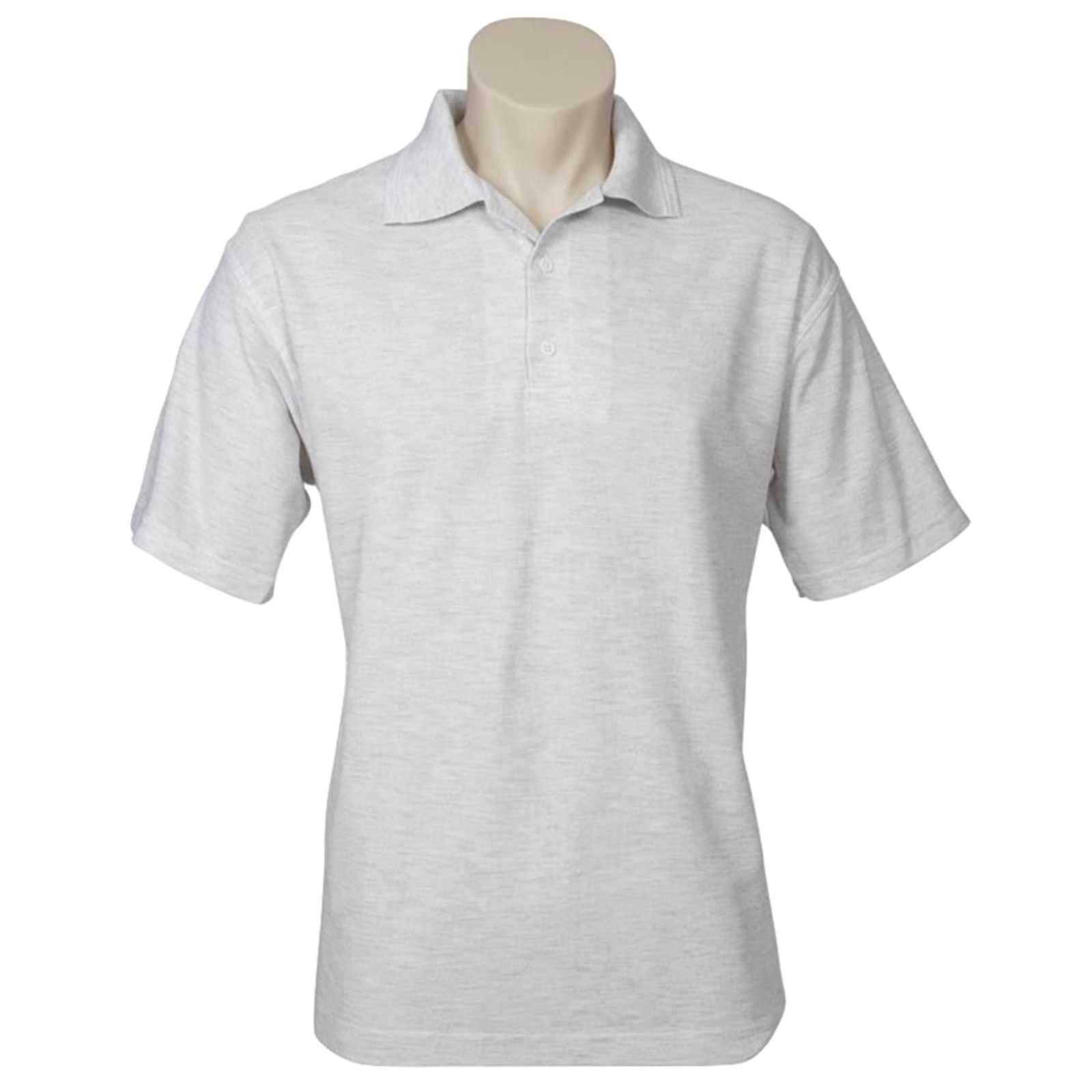 V563-BR-PSHRT-SNWMARLE_GRY-L-202503051740-00 Mens Polo Top Shirt Plain Casual Short Sleeve Pique Knit Basic UPF Rated T-Shirt - Snow Marle (Grey) - L - Image 1