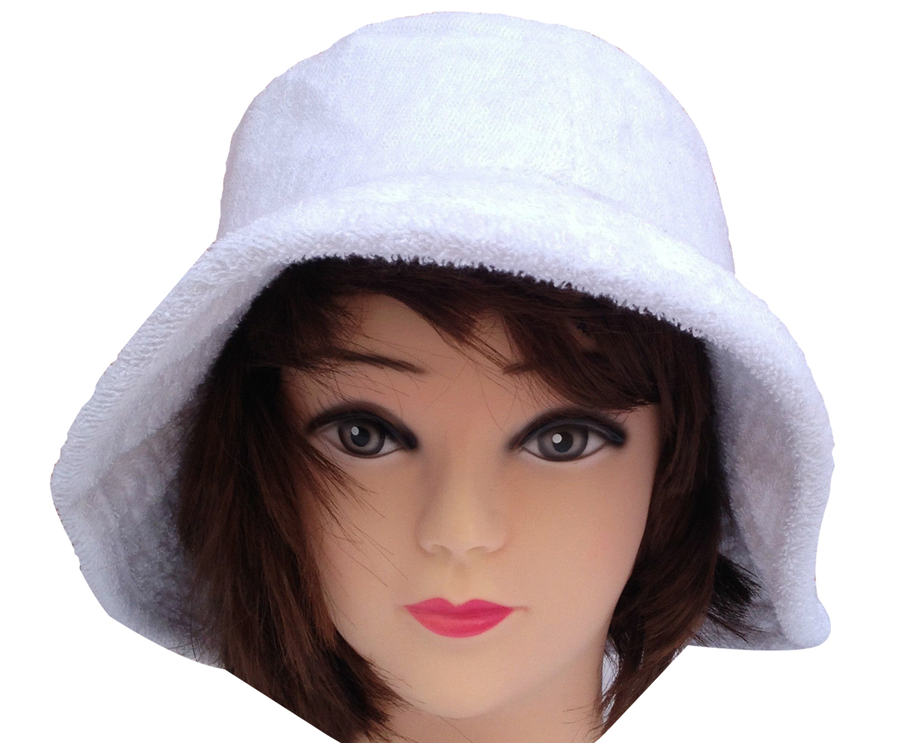 V563-BR-TTOWBUCKHAT-WHT-XL-202503051711-00 Terry Towelling BUCKET HAT Daggy Fishing Camping Lad Cap Retro 100% COTTON - White - X-Large - Image 1