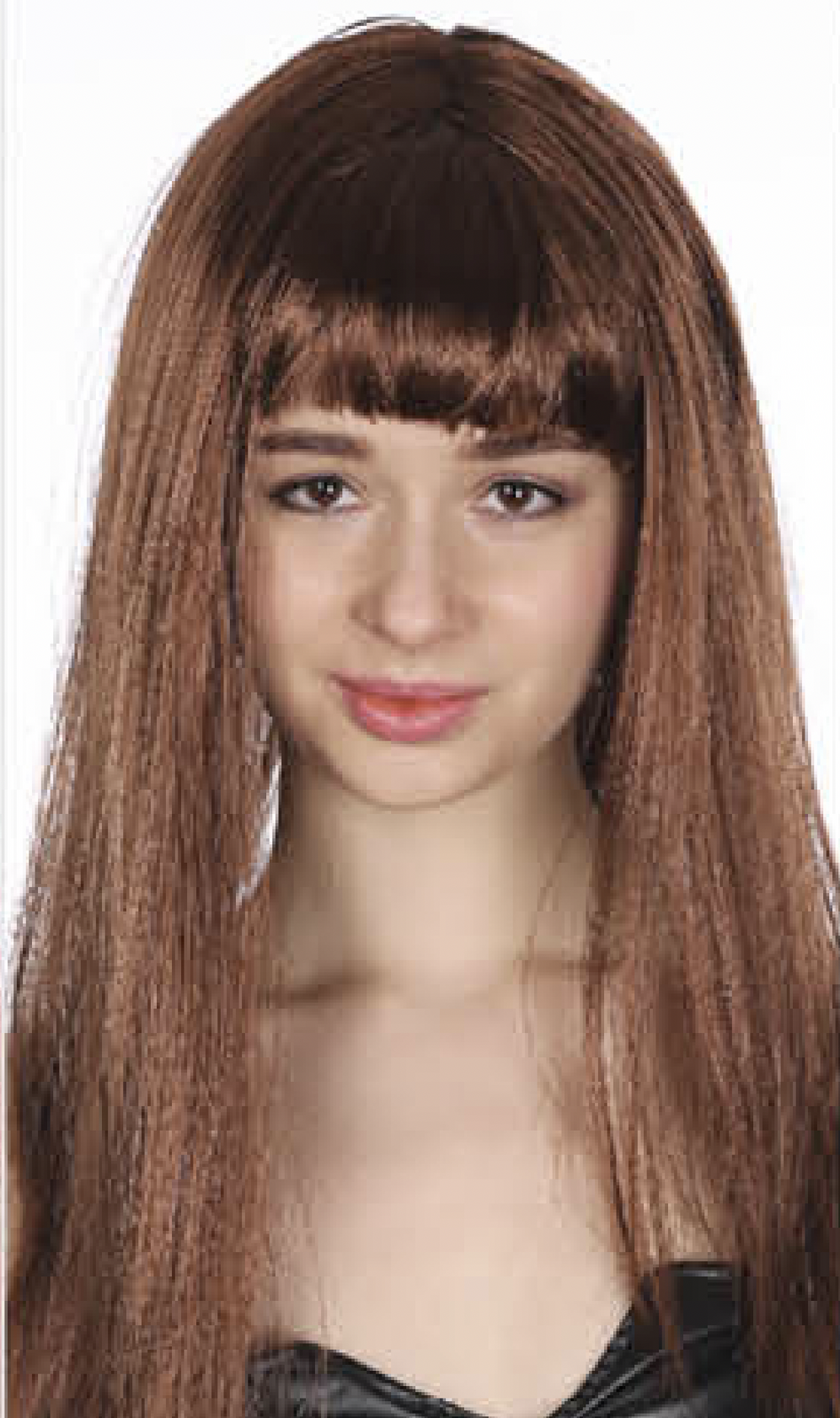 V563-BR-WSLWIG-BRWN_22465-184255-00 LONG WIG Straight Party Hair Costume Fringe Cosplay Fancy Dress 70cm Womens - Brown (22465) - Image 1