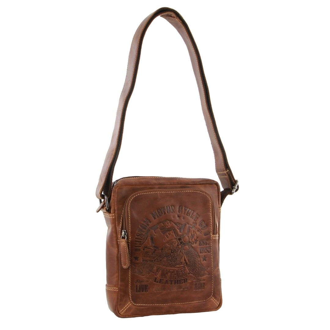 V563-BTK-11-COGN-202503061026-00 Billy The Kid Mens Genuine Leather Small Shoulder Bag in Cognac - Image 1