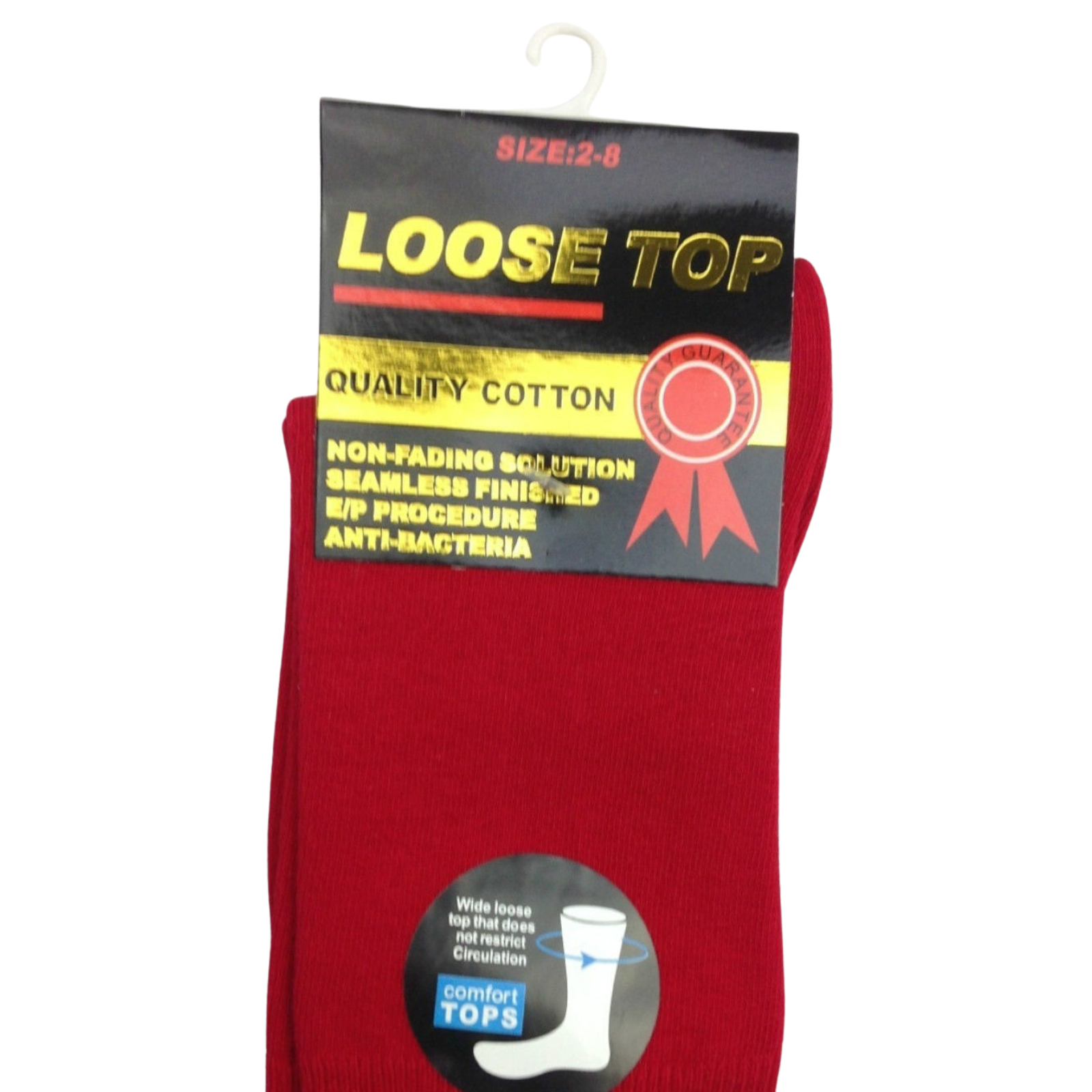 V563-COTTONLTSOX-RED2-8-202503030935-00 1x Pair COTTON Rich LOOSE TOP SOCKS Dress Medical Circulation Diabetic Comfort - - - Image 1