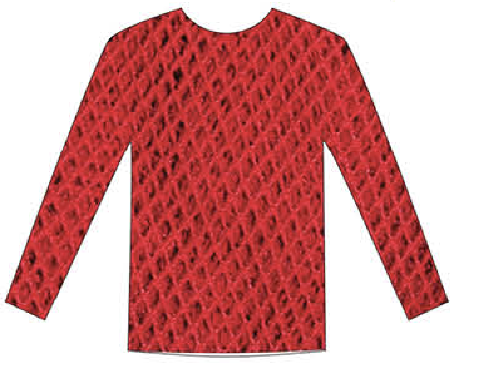 V563-JD-12168-RED-202503051641-00 LONG SLEEVE FISHNET TOP Blouse T Shirt Tee Costume Party See Through - Red - Image 1