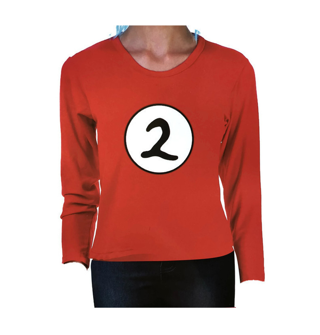 V563-JD-13167-L-202503052051-00 Kids Cat In The Hat Thing 2 Long Sleeve Red Top Party Costume Book Week - L (10-12 Years Old) - Image 1