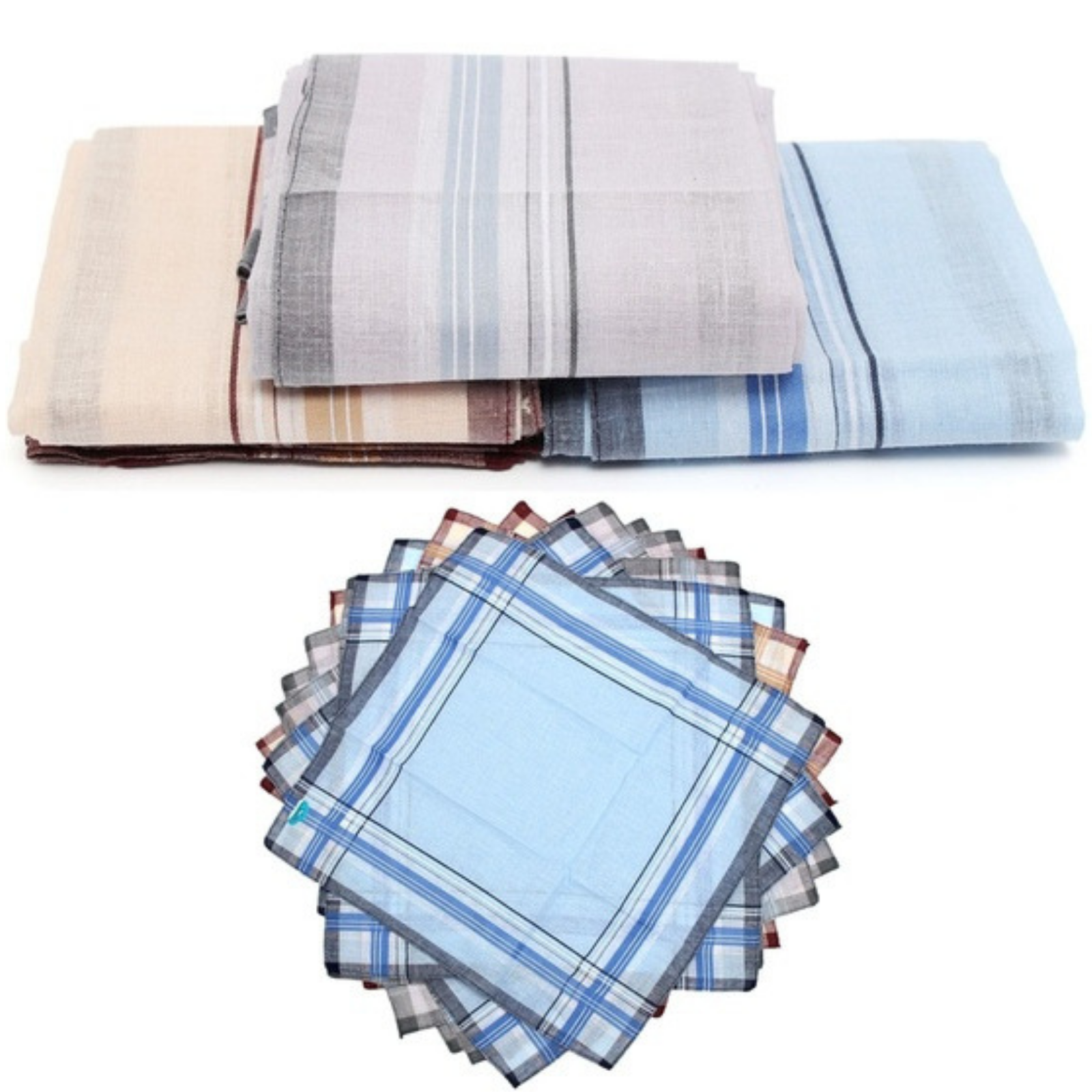 V563-MENSHANDKERCHIEFS-9PK-202503051526-00 Mens HANDKERCHIEFS 100% Cotton Pocket Square Hanky Handkerchief 35x35cm - 36 Hankies - Image 1