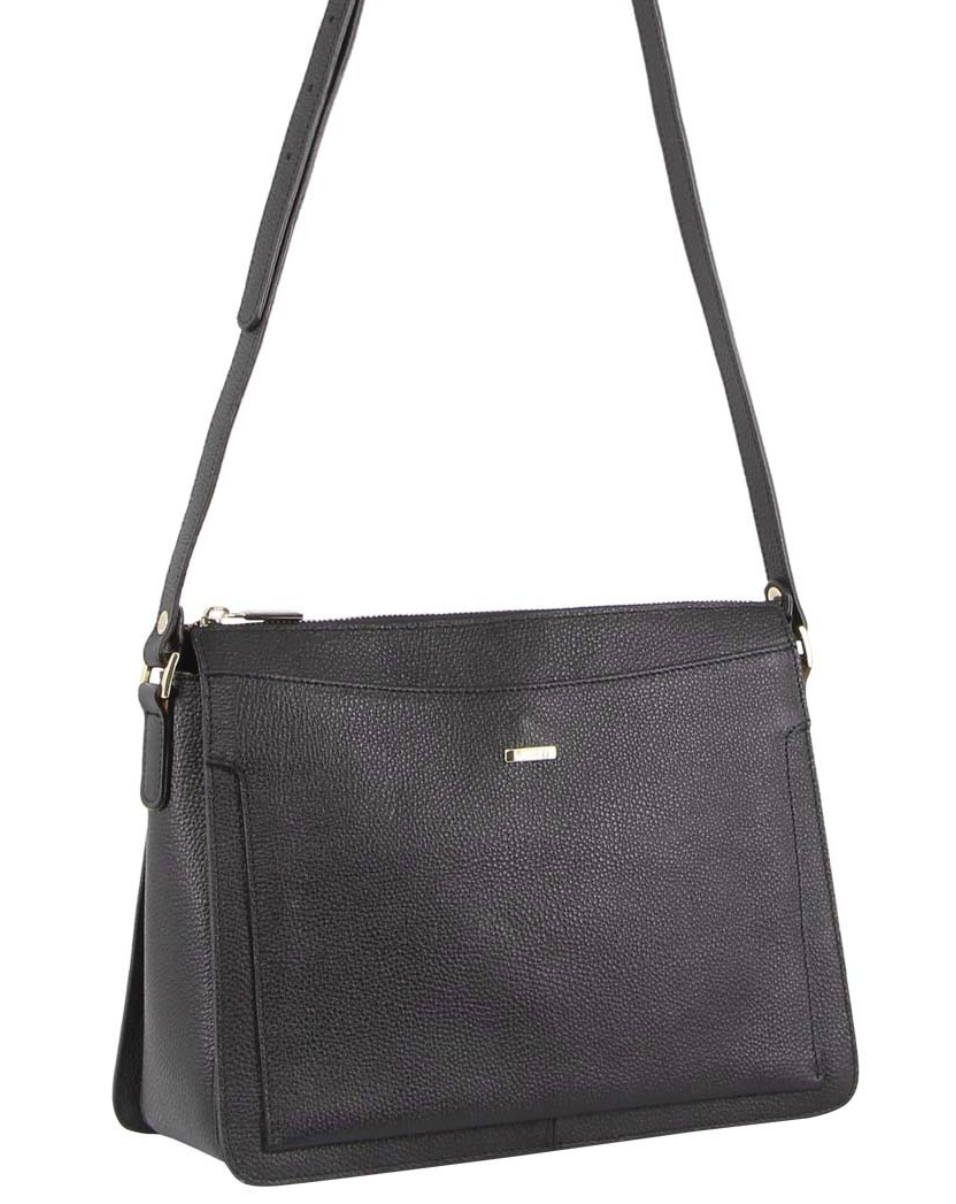 V563-MO-3162-BLACK-173295-00 Morrissey Italian Structured Leather Cross Body Handbag Tote Bag (MO3162) - Black - Image 1