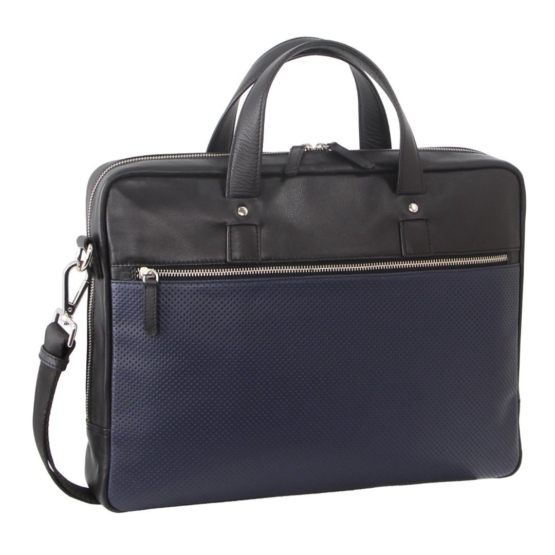 V563-PC3300-BLACK-173940-00 Pierre Cardin Mens Pebbled Leather 15" Laptop Computer Bag Travel Overnight - Black - Image 1