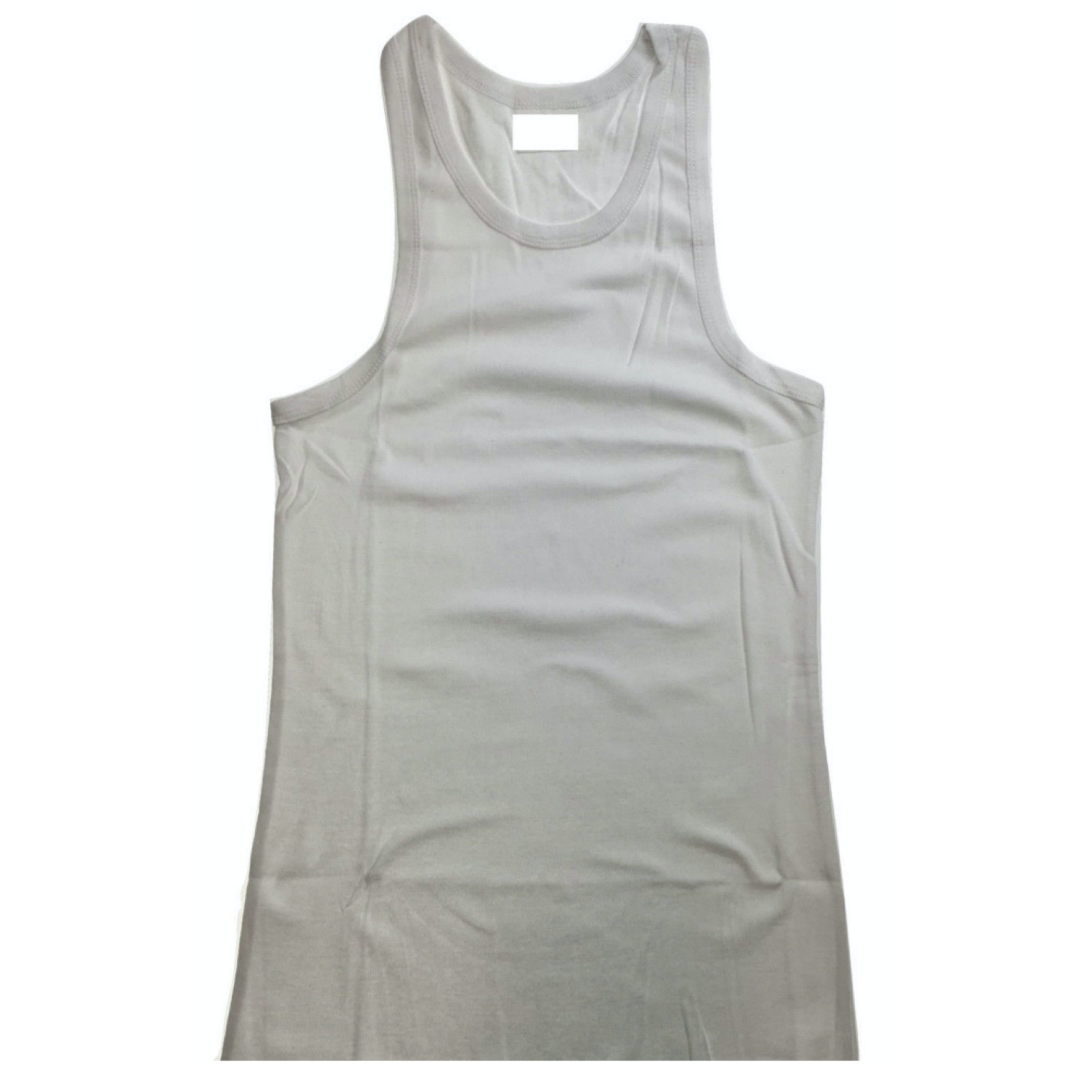 V563-PLAINSINGLET-WHT-S-202503030911-00 Mens PLAIN SINGLET 100% Cotton Blank Slim Tank Top Gym Basic Casual S-3XL - White - S - Image 1
