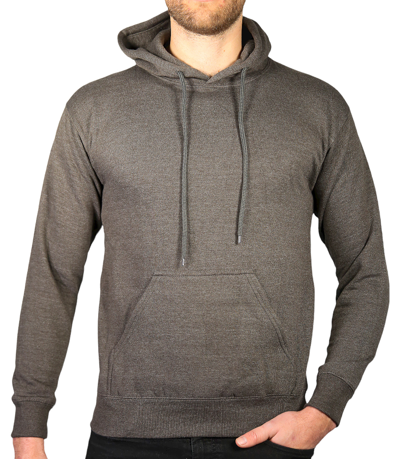V563-SANNFIELD-CHAR-M-202503041231-00 Adult Mens 100% Cotton Fleece Hoodie Jumper Pullover Sweater Warm Sweatshirt - Charcoal Grey - M - Image 1